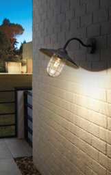 Eglo Melgoa Black And Clear Metal And Glass Ip44 Outdoor Wall Light, (D) 30Cm - thumbnail 1
