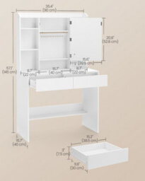 Ledrem Aurora Series Vanity Desk White Dressing Table With Led Mirror, Adjustable Storage Shelves, Modern Design - thumbnail 6