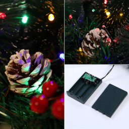 Living And Home Pre Lit Red Berry Pine Cone Christmas Swag Christmas Decoration Xmas Ornament For Front Door Living Home - thumbnail 3