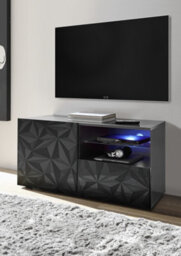 FurniComp LTD Funicomp Evora 1 Door 1 Drawer Grey Gloss Tv Stand - thumbnail 1