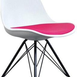 Fusion Living Soho White And Bright Pink Plastic Dining Chair With Black Metal Legs - thumbnail 4