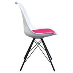 Fusion Living Soho White And Bright Pink Plastic Dining Chair With Black Metal Legs - thumbnail 5