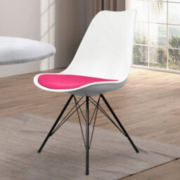 Fusion Living Soho White And Bright Pink Plastic Dining Chair With Black Metal Legs - thumbnail 2