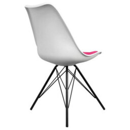 Fusion Living Soho White And Bright Pink Plastic Dining Chair With Black Metal Legs - thumbnail 3