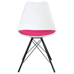 Fusion Living Soho White And Bright Pink Plastic Dining Chair With Black Metal Legs - thumbnail 6