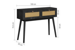 Birlea Croxley Console Table Black Rattan Hall Dressing Table - thumbnail 8