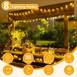 Ollny Solar Crystal Ball Fairy String Lights 12M 100 Led Warm White With 8 Modes Waterproof Gazebo Wedding Tree Party Decorations - thumbnail 2