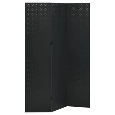Berkfield 3-Panel Room Divider Black 120X180 Cm Steel - image 1