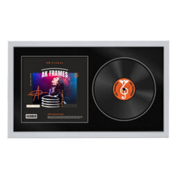 "30X17"" Silver Sleek Vinyl Record Frame With Black Mount For 12 Inch Lp Album Cover & Disc - Ak Frames" - thumbnail 1