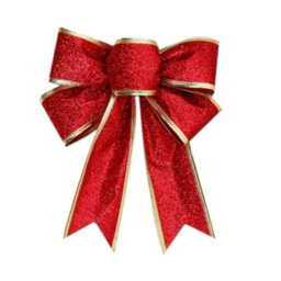 Living And Home Red 10-Piece Bow Ribbon Christmas Tree Decorations 25Cm L X 20Cm W - thumbnail 4