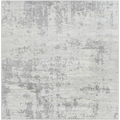 Livabliss Square Monaco-Abstract Grey Ivory Modern Marble Living Dining Bedroom Rug 200 X 200 Cm Easy Care, Non Shedding - image 1