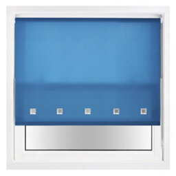 Trimmable Daylight Roller Blind With Square Eyelets And Metal Fittings By Furnished - Teal (W)120Cm X (L)210Cm - thumbnail 2