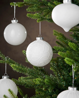 WeRChristmas White Glass Christmas Baubles, 6 Pack, 10 Cm - image 1