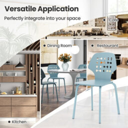 Costway Set Of 4 Dining Chair Metal Kitchen Bar Chair Stool Armless Accent Side Chair - thumbnail 9
