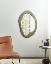 Beliani Wall Mirror Lenax 59 Cm 90 Cm Velvet Olive Green - thumbnail 2