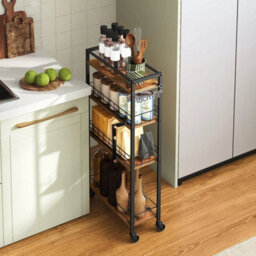 Kitchen Storage Cart Rolling Cart For Small Space Versatile Serving Trolley - thumbnail 1