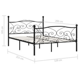 Berkfield Bed Frame With Slatted Base Black Metal 120X200 Cm - thumbnail 5