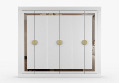 Arte White Traditional Opening Wardrobe Pearl 230Cm - Elegant Storage With Mirror Detail - image 1