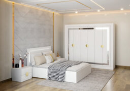 Arte White Traditional Opening Wardrobe Pearl 230Cm - Elegant Storage With Mirror Detail - thumbnail 3