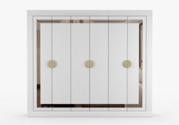 Arte White Traditional Opening Wardrobe Pearl 230Cm - Elegant Storage With Mirror Detail - thumbnail 1