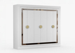 Arte White Traditional Opening Wardrobe Pearl 230Cm - Elegant Storage With Mirror Detail - thumbnail 2