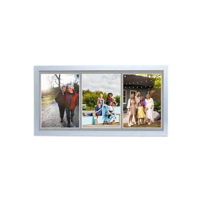 AK Frames 16X8 Purple Sleek Multi Photo Frame With Silver Mount - Holds 3 Apertures (3X) 7X5 Photos - image 1