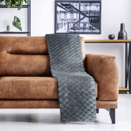 Leah Collection Deluxe Throw In Charcoal - thumbnail 2