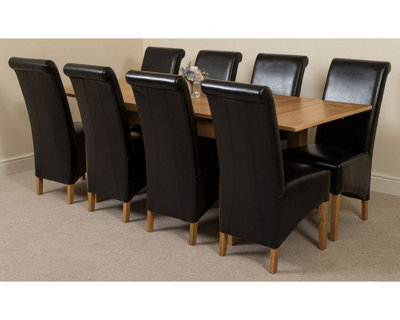 That's Furniture Richmond 140Cm - 220Cm Oak Extending Dining Table And 8 Chairs Dining Set With Montana Black Leather Chairs - image 1