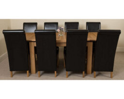 That's Furniture Richmond 140Cm - 220Cm Oak Extending Dining Table And 8 Chairs Dining Set With Montana Black Leather Chairs - thumbnail 2