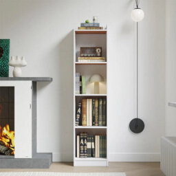 4 Tier Wooden Bookcase Cupboard With Doors Storage Shelving Display Cabinet Unit - thumbnail 3
