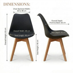 Evre Black Dining Chairs With Wooden Legs Pu Seat Mid Century Chairs Set Of 2 - thumbnail 2