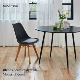 Evre Black Dining Chairs With Wooden Legs Pu Seat Mid Century Chairs Set Of 2 - thumbnail 8