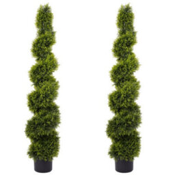 Pair Of Best Artificial 5Ft - 150Cm Green Cedar Spiral Twist Topiary Trees - Suitable For Outdoor Use - thumbnail 4