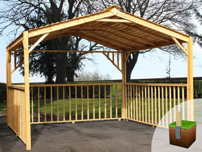 Edecks Atlas Garden Gazebo - Pressure Treated Outdoor Timber Diy Kit - 3000mm X 3000mm With Bolt Down Anchors 2.07M - image 1