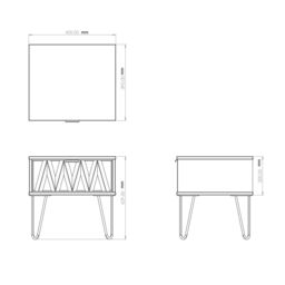 Linear Ready Assembled Matt White Dark Oak Effect 1 Drawer Small Side Table (H)410mm (W)450mm (D)395mm - thumbnail 4