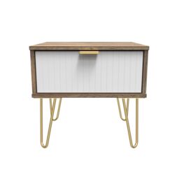 Linear Ready Assembled Matt White Dark Oak Effect 1 Drawer Small Side Table (H)410mm (W)450mm (D)395mm - thumbnail 5