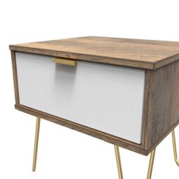 Linear Ready Assembled Matt White Dark Oak Effect 1 Drawer Small Side Table (H)410mm (W)450mm (D)395mm - thumbnail 2