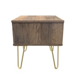 Linear Ready Assembled Matt White Dark Oak Effect 1 Drawer Small Side Table (H)410mm (W)450mm (D)395mm - thumbnail 7