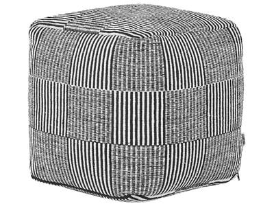 Beliani Pouffe Black And White Striped Cotton With Eps Beads 40 X 40 X 40 Cm - image 1