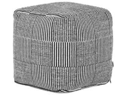 Beliani Pouffe Black And White Striped Cotton With Eps Beads 40 X 40 X 40 Cm - thumbnail 1