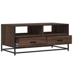 Berkfield Coffee Table Brown Oak 100X50X45 Cm Engineered Wood And Metal - thumbnail 8