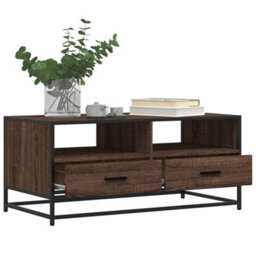 Berkfield Coffee Table Brown Oak 100X50X45 Cm Engineered Wood And Metal - thumbnail 4