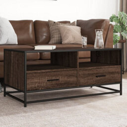 Berkfield Coffee Table Brown Oak 100X50X45 Cm Engineered Wood And Metal - thumbnail 1