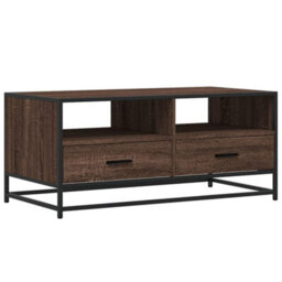 Berkfield Coffee Table Brown Oak 100X50X45 Cm Engineered Wood And Metal - thumbnail 2
