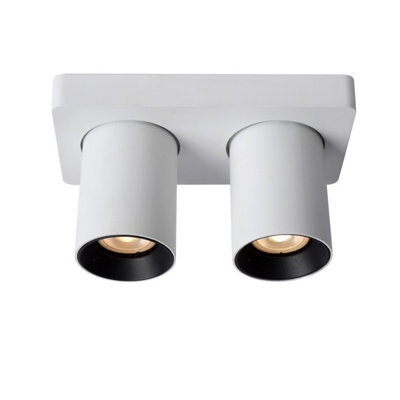 Lucide Nigel Modern Ceiling Spotlight - Led Dim To Warm - Gu10 - 2X5W 2200K/3000K - White - image 1