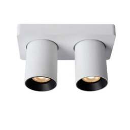 Lucide Nigel Modern Ceiling Spotlight - Led Dim To Warm - Gu10 - 2X5W 2200K/3000K - White - thumbnail 1