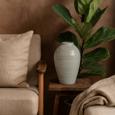 Wyld Haus Terravine White Medium Olpe Ceramic Vase With Textured Finish - image 1