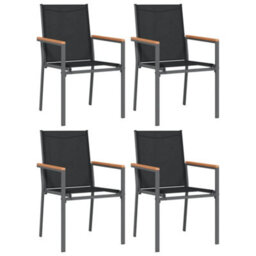 Berkfield 5 Piece Garden Dining Set Black Textilene And Steel - thumbnail 4
