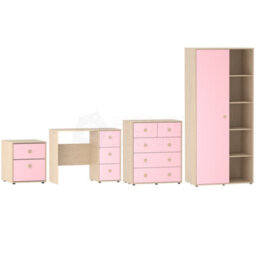 Lassic Junior Vida Neptune Pink & Oak 3 Piece Bedroom Furniture Set - Desk, Drawer Chest, Wardrobe - thumbnail 9
