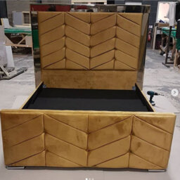 Stratus Interiors Chevron Art Deco Design Mirrored Bed - Add Professional Assembly & Delivery- Double - Gas Lift Ottoman Storage Type - thumbnail 5